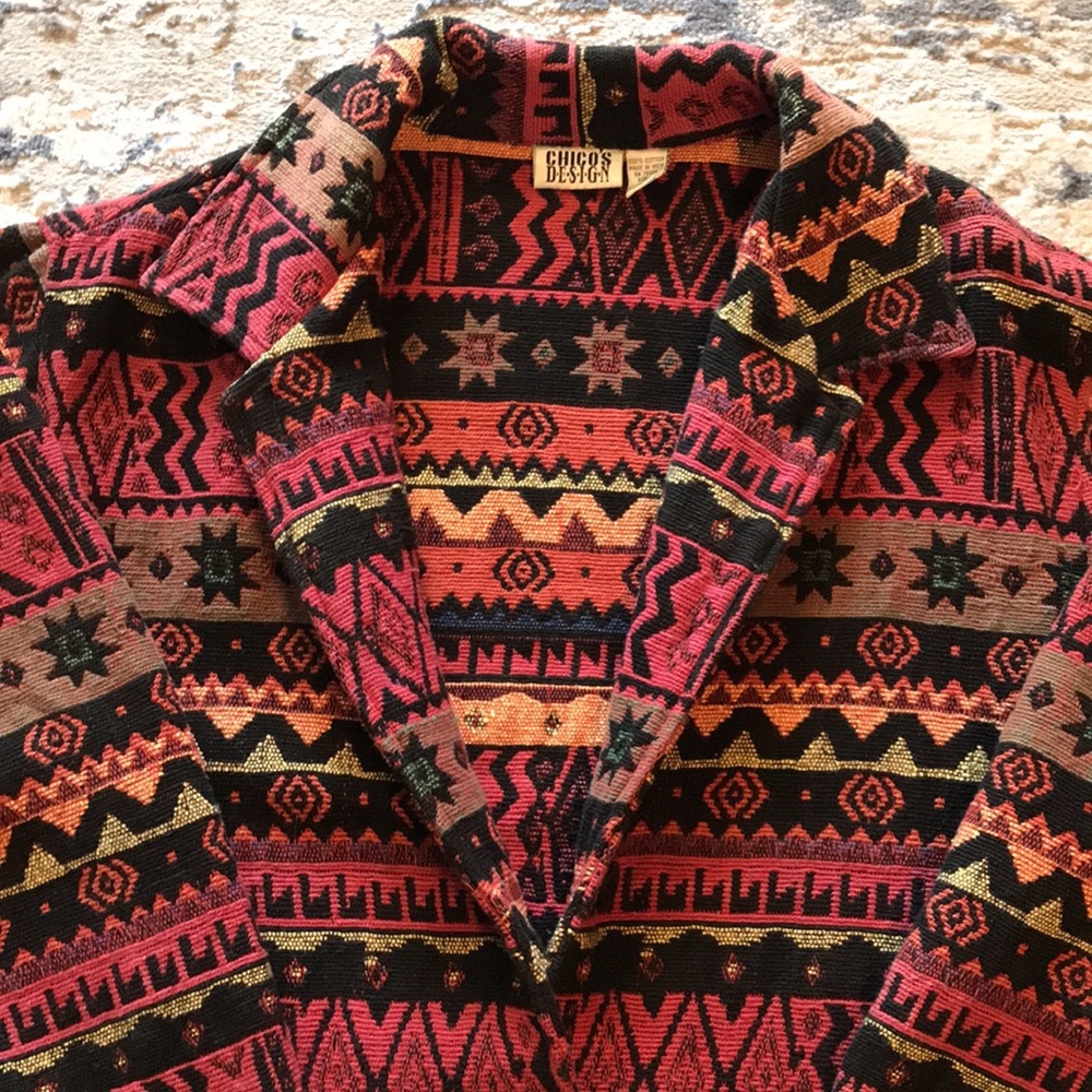 Chico’s Design Vintage 100% Cotton Tapestry Coat L - Picture 3 of 7